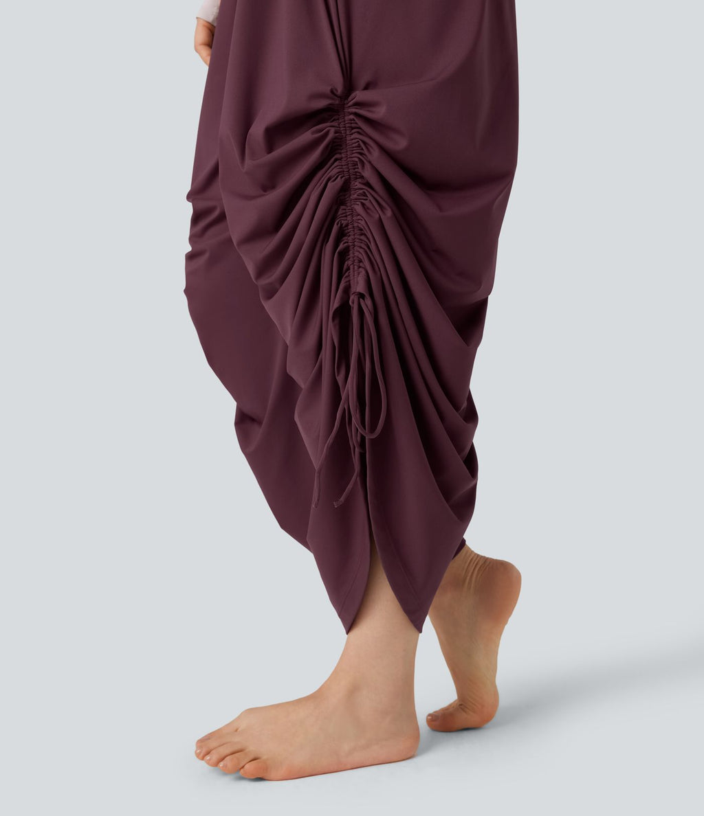 Pantalon baggy yoga SoftlyZero™ Airy froncé taille haute avec cordon de serrage et poches