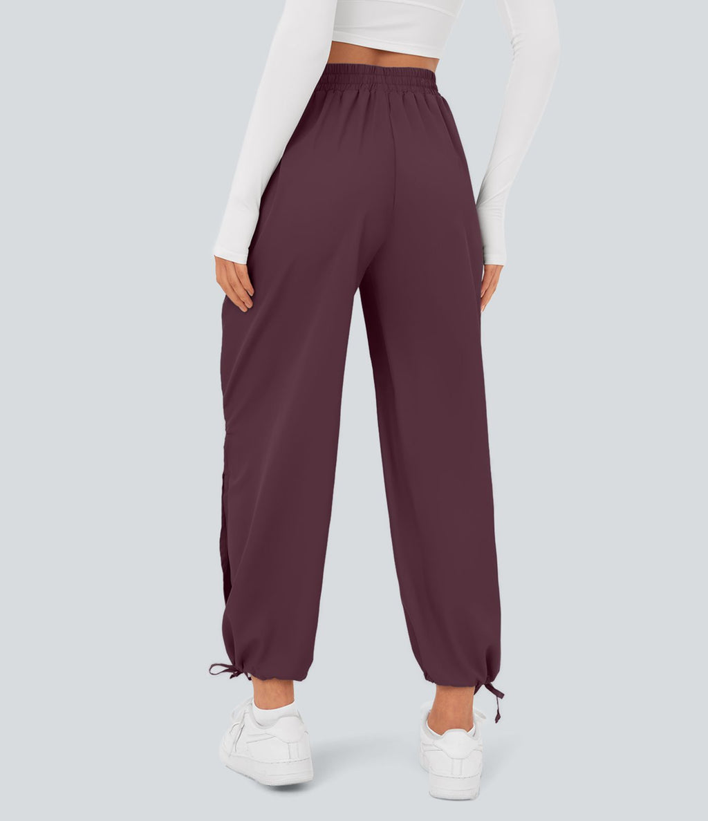 Breezeful™ Jogging Casual à Taille Haute avec Cordon de Serrage Poches Latérales Fente en Bas et Séchage Rapide