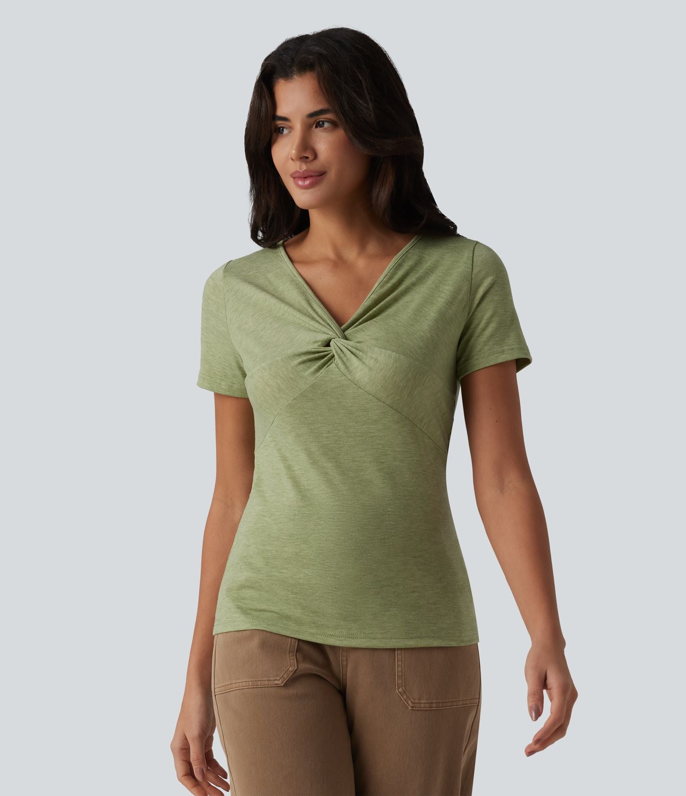 T-shirt casual col V à manches courtes