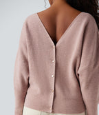 Pull cape décontracté réversible à décolleté en V et manches longues