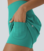 Short 7,5cm Yoga 2 en 1 Super Taille Haute Poches Arrière Poches Cachées Latérales