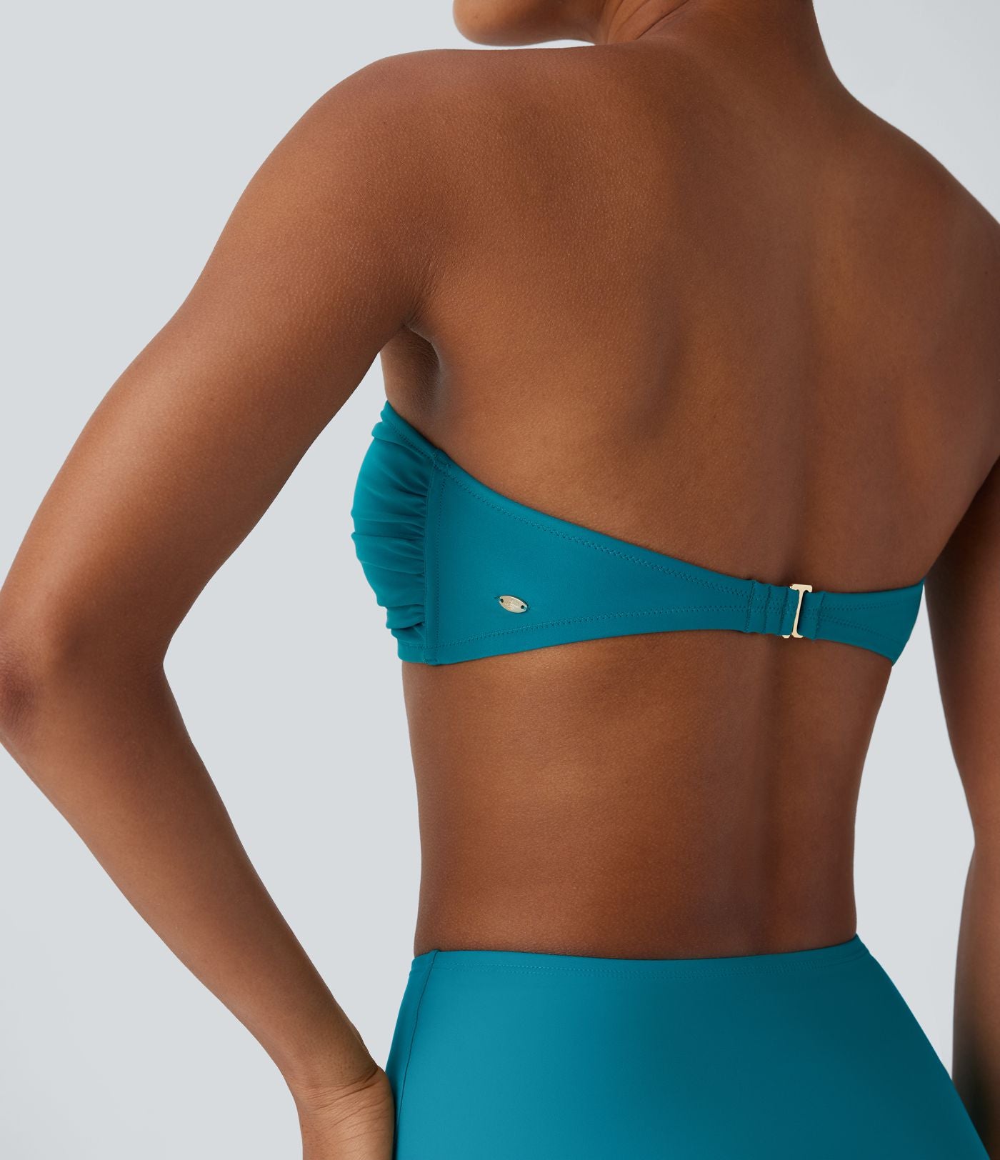 Haut de maillot de bain bikini dos nu à bretelles amovibles et ajustables avec col licou