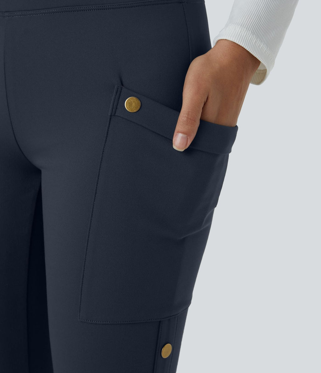 Pantalon taille haute ajusté longueur cheville avec poches décoratives DayStretch