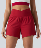 Short de yoga SoftlyZero™ Airy croisé taille haute 2-en-1 effet frais InstantCool 12,5 cm avec poches