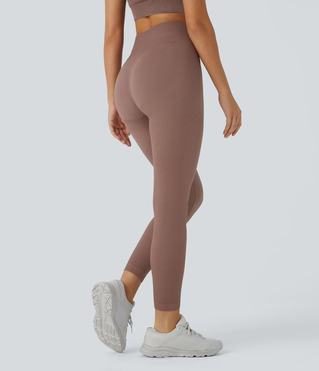Legging d'entraînement gainant effet push-up taille haute côtelé doux sans couture OneForm Seamless Flow