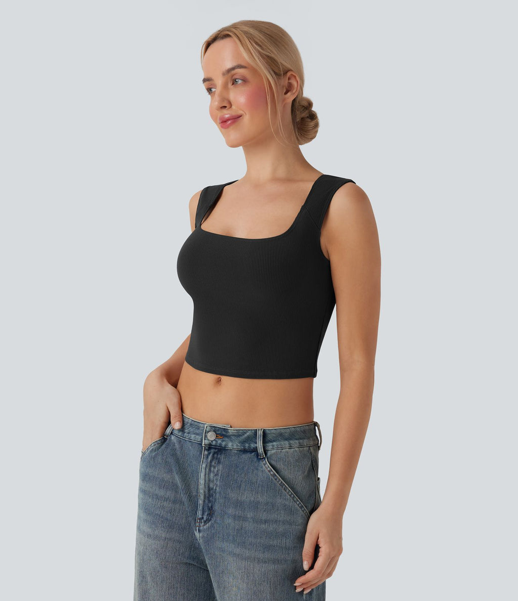 Débardeur crop casual SoftlyZero™ côtelé col U
