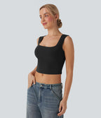 Débardeur crop casual SoftlyZero™ côtelé col U