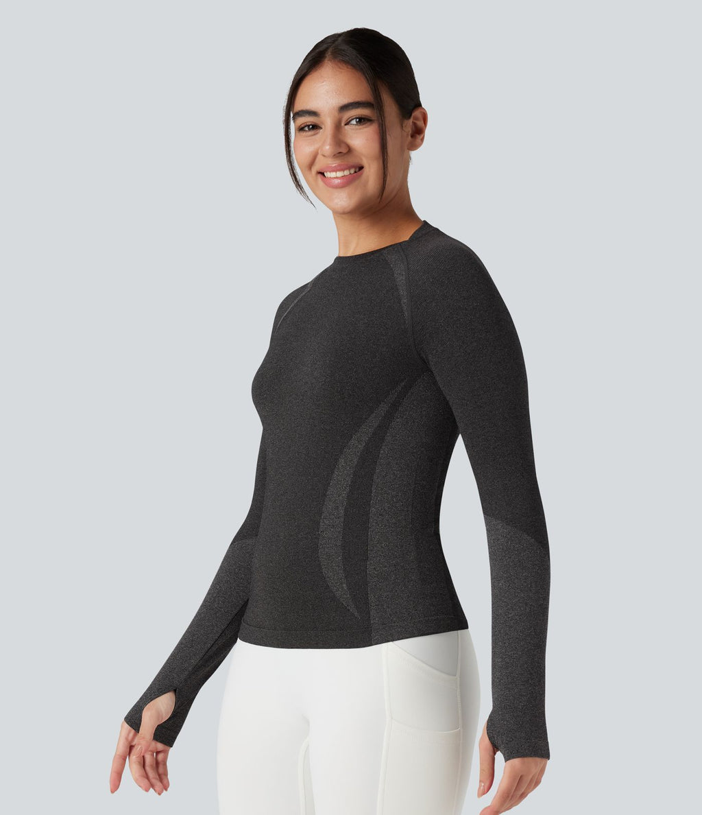 Haut de sport yoga manches raglan longues avec passants pouces sans couture OneForm Seamless Flow