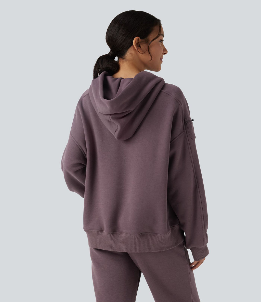Sweat-shirt de sport casual oversize en molleton à capuche et manches longues avec poches