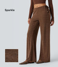 Pantalon large tricot effet sparkle avec poches
