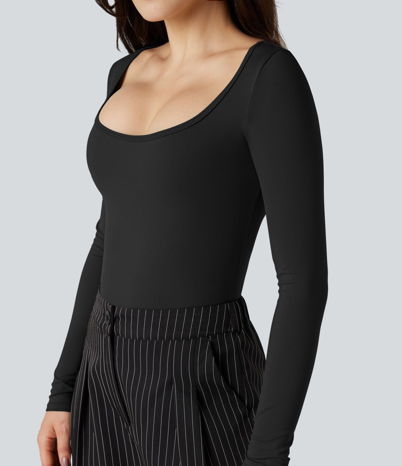 T-shirt tailleur SoftlyZero™ Airy col échancré manches longues