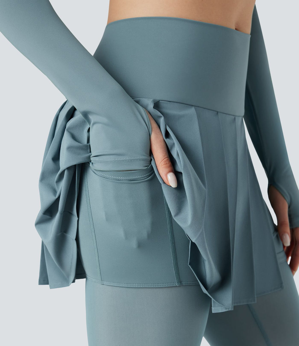 Legging à jupe étrier danse Breezeful™ 2-en-1 taille haute plissé résille contrastante séchage rapide avec poches
