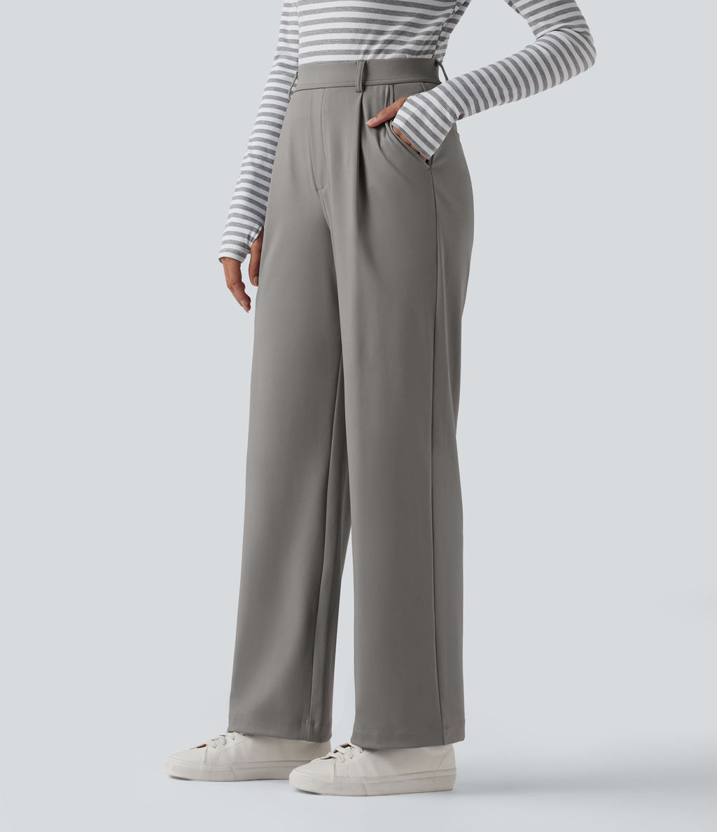 Pantalon tailleur jambes droites slim taille haute Halara Flex™ DayStretch avec poches