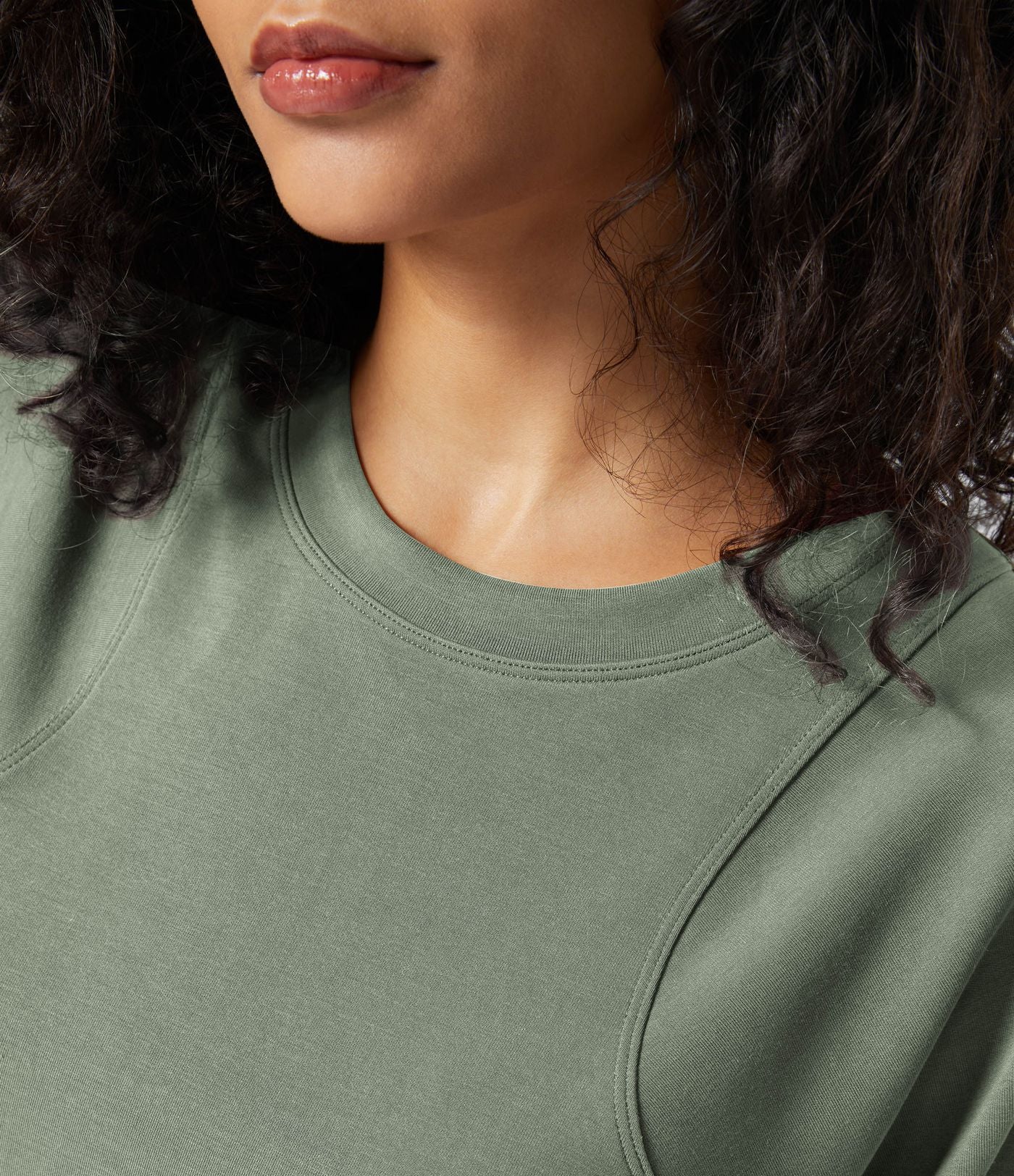Sweatshirt Casual Solide à Manches Raglan et Col Rond