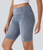Halara Flex™ Short 22,8cm Casual En Denim Extensible Avec Poche Arrière Taille Midi