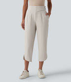 Pantalon tailleur 7/8 fuselé Halara Flex™ à chevrons taille haute avec ourlet arrondi et poches