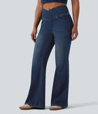Jean évasé Halara Flex™ casual taille haute croisée avec poches
