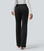 Pantalon évasé décontracté en velours côtelé molleton taille haute gainant avec poches