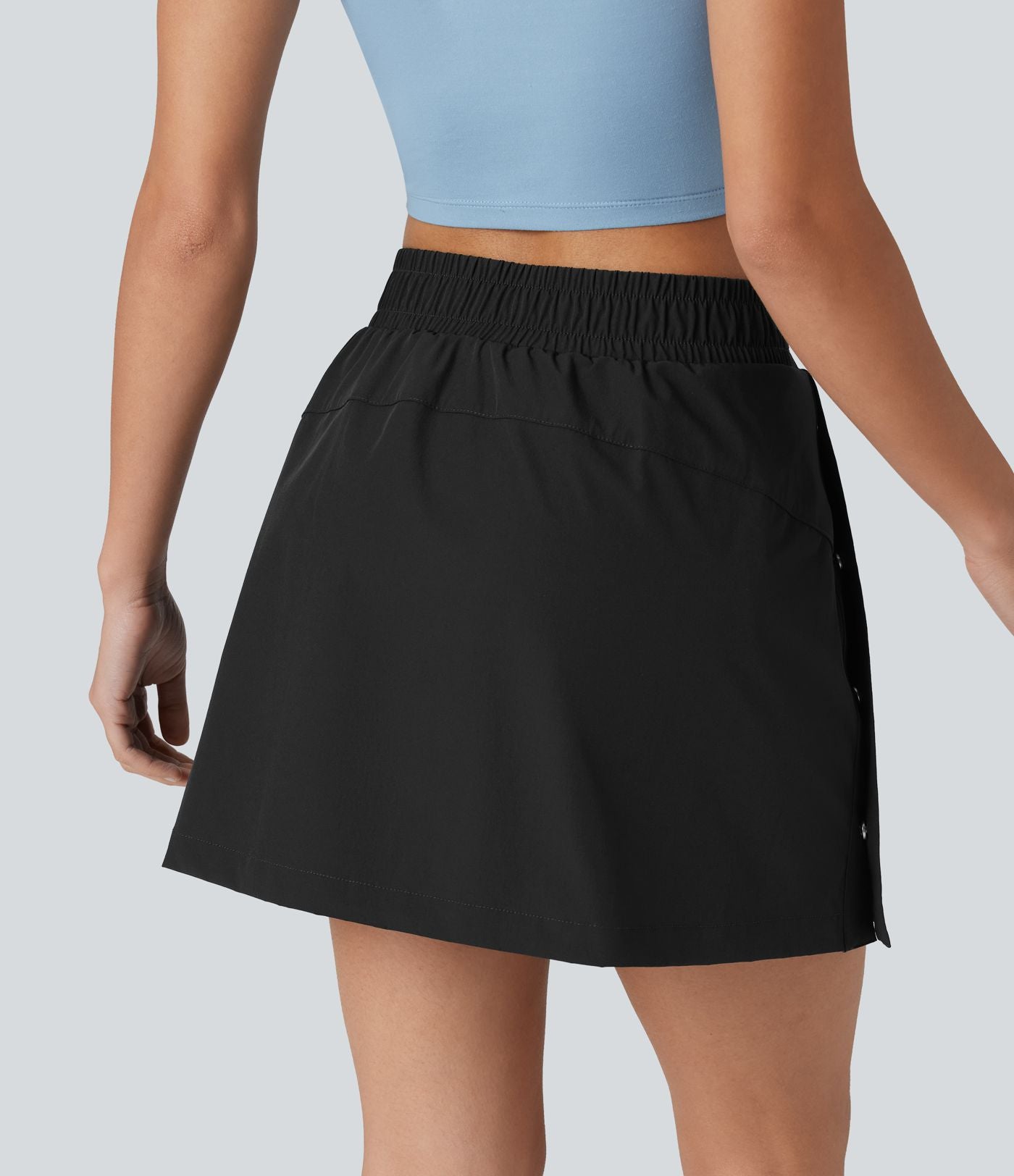 Jupe mini trapèze 2-en-1 taille haute avec boutons-pression et poches pour la randonnée