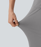 Pantalon coupe droite DayStretch décontracté court, taille haute, à poches