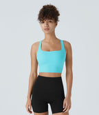 Débardeur yoga court SoftlyZero™ Airy col carré dos nu bretelles croisées effet frais InstantCool, bonnets A-C, protection solaire UPF50+