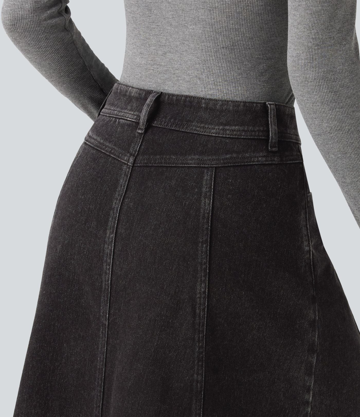 Jupe en jean midi casual Halara Flex™ taille mi-haute avec poches