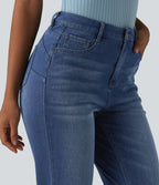 Jean droit décontracté Halara Flex™ galbe taille haute avec fente et poches