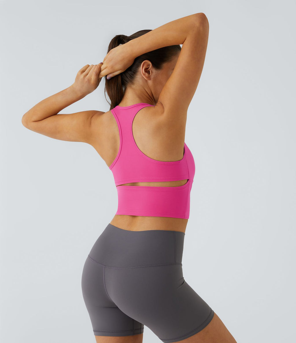 Softlyzero™ Plush Plus Débardeur Yoga Crop à Col U Plongeant Dos Nu Dos Nageur Découpé - UPF50+