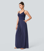 Breezeful™ Combinaison Dos Nu Poche Zippée Invisible Sur le Côté Jambe Large Séchage Rapide