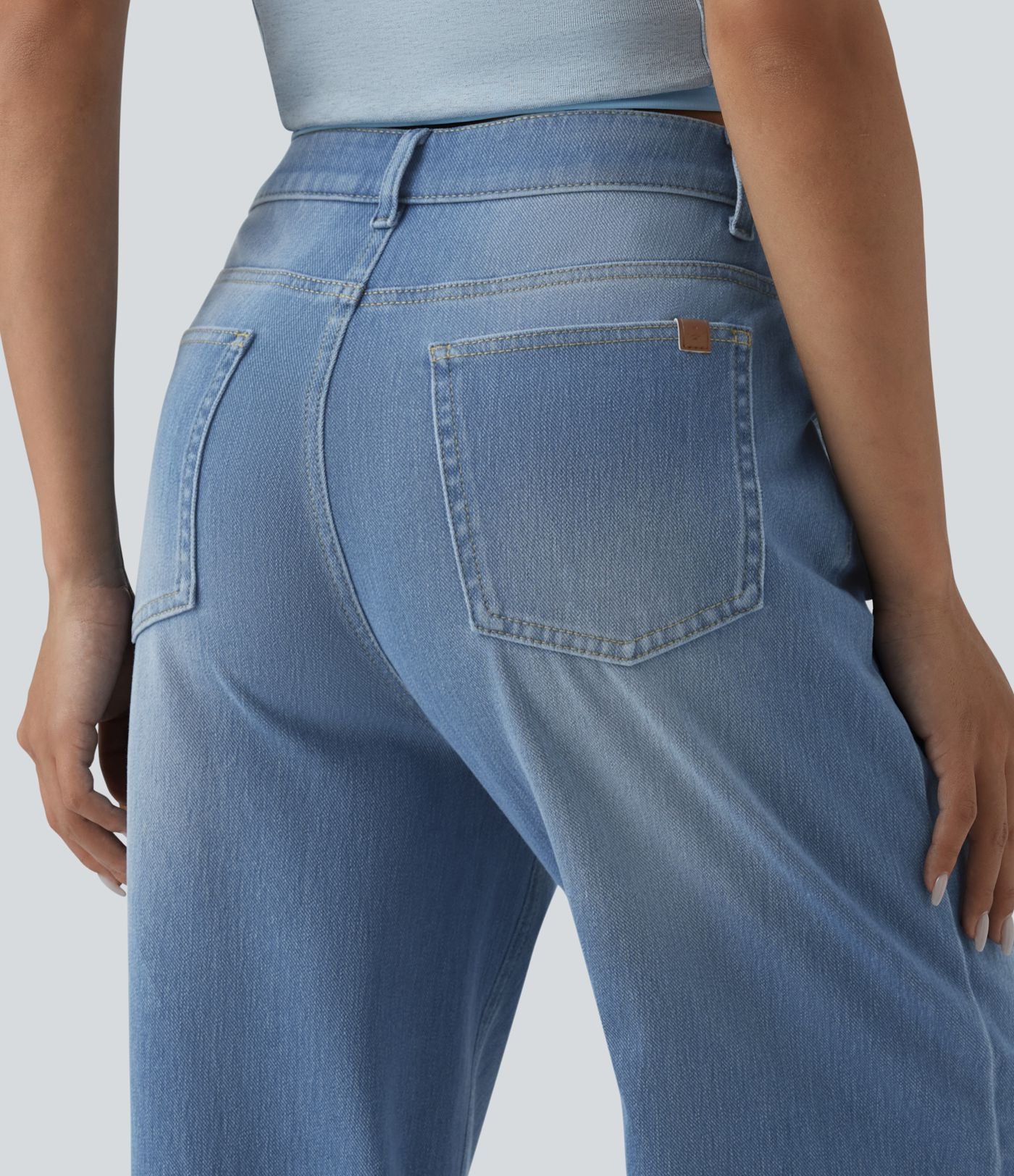 Jean Halara Flex™ délavé décontracté, taille haute coupe jambe large avec poches