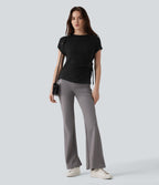 Top tailleur col rond manches courtes raglan