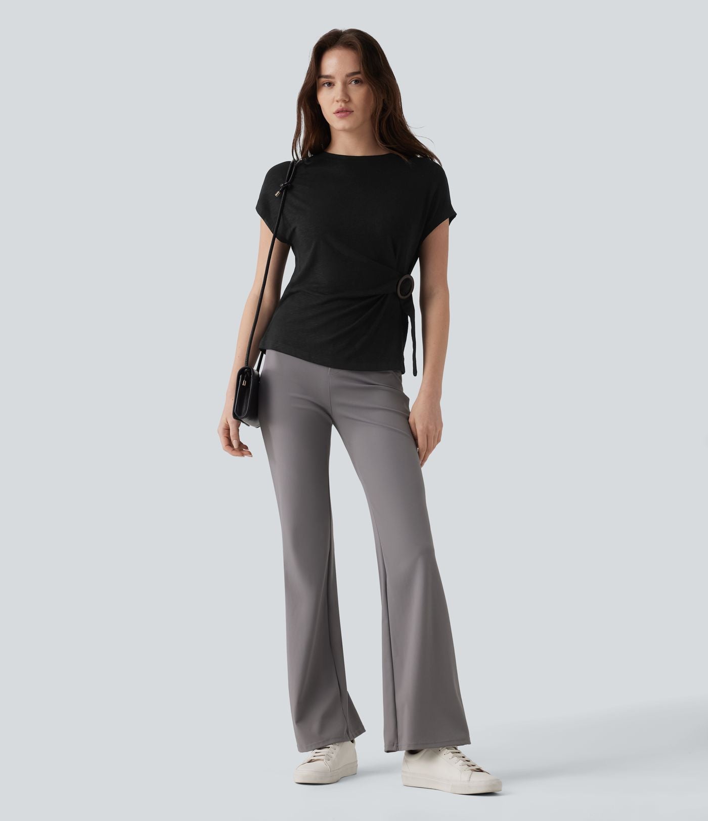 Top tailleur col rond manches courtes raglan