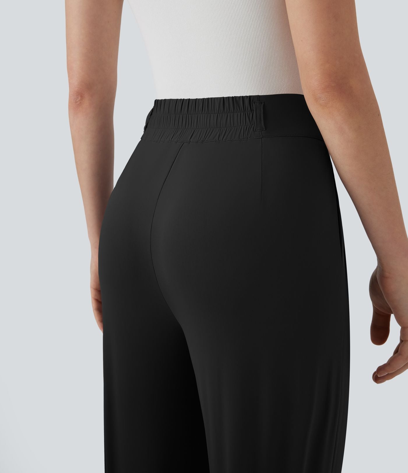Pantalon de travail à taille haute avec boutons, fermeture éclair, poches latérales, fronces, jambe droite et effet frais InstantCool