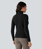 Pull tailleur col montant manches longues