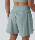 SoftlyZero™ QuickDry Short running 2-en-1 gainant taille haute à pois réfléchissants et ourlet croisé 17,5 cm avec poches