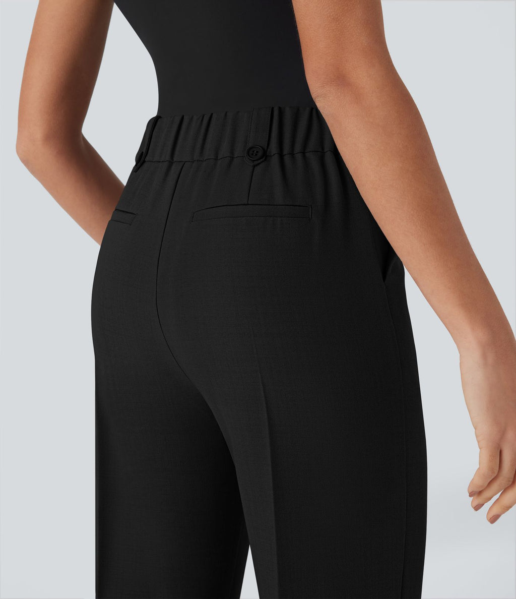 Pantalon de costume taille moyenne longueur cheville jambe droite avec poches latérales