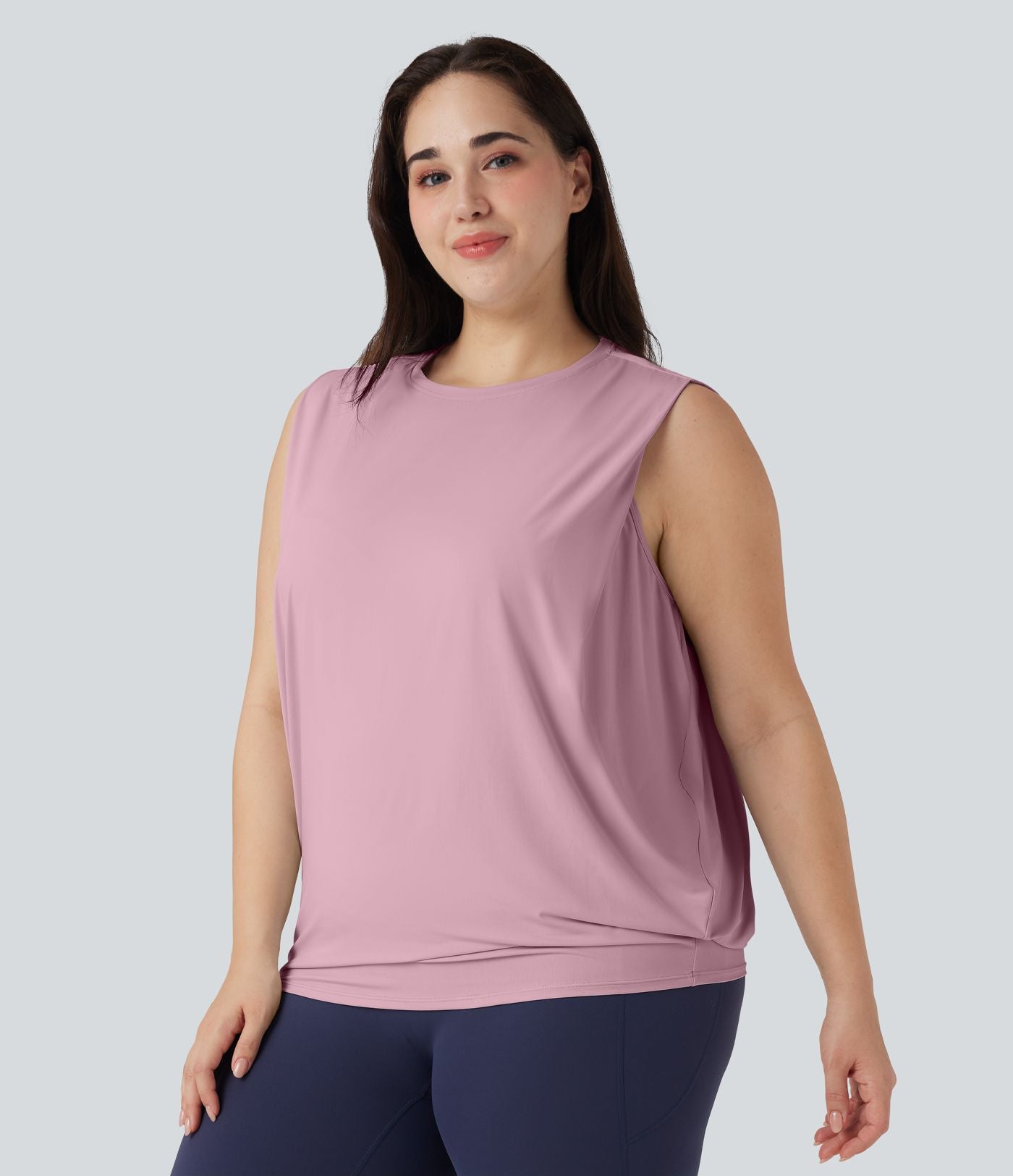 Débardeur yoga grande taille col rond Cool Touch - UPF50+