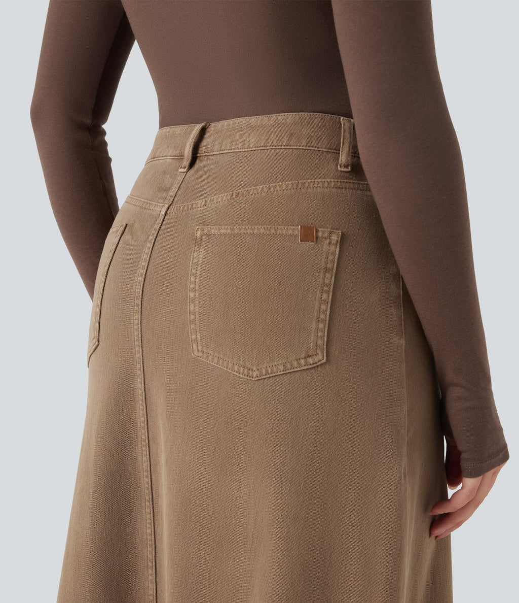 Jupe en jean colorée Halara Flex™ fendue mi-longue taille mi-haute avec poches