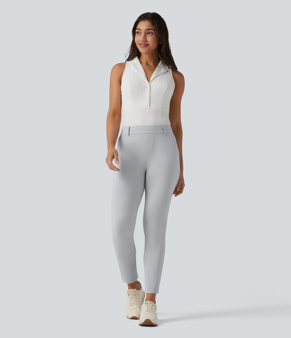 Pantalon de golf slim taille mi-haute séchage rapide avec poche pour tee, UPF 40+