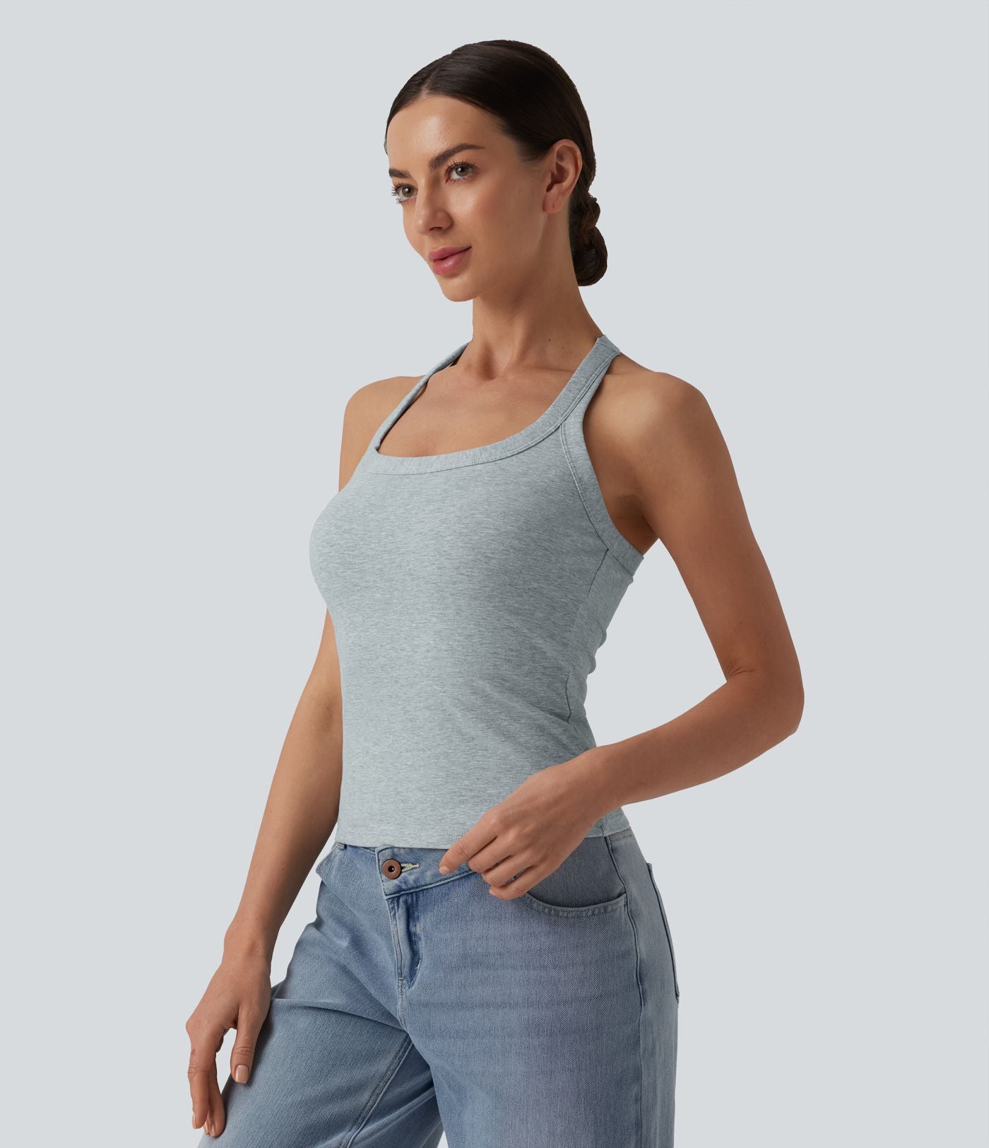 Débardeur Halara décontracté en jersey de coton, dos nageur coupe ultra-ajustée