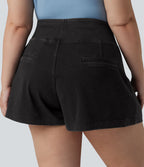 Short en jean taille haute Halara Flex™ ample et décontracté, grande taille, 10 cm avec poches