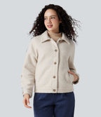 Veste sherpa col tailleur manches longues