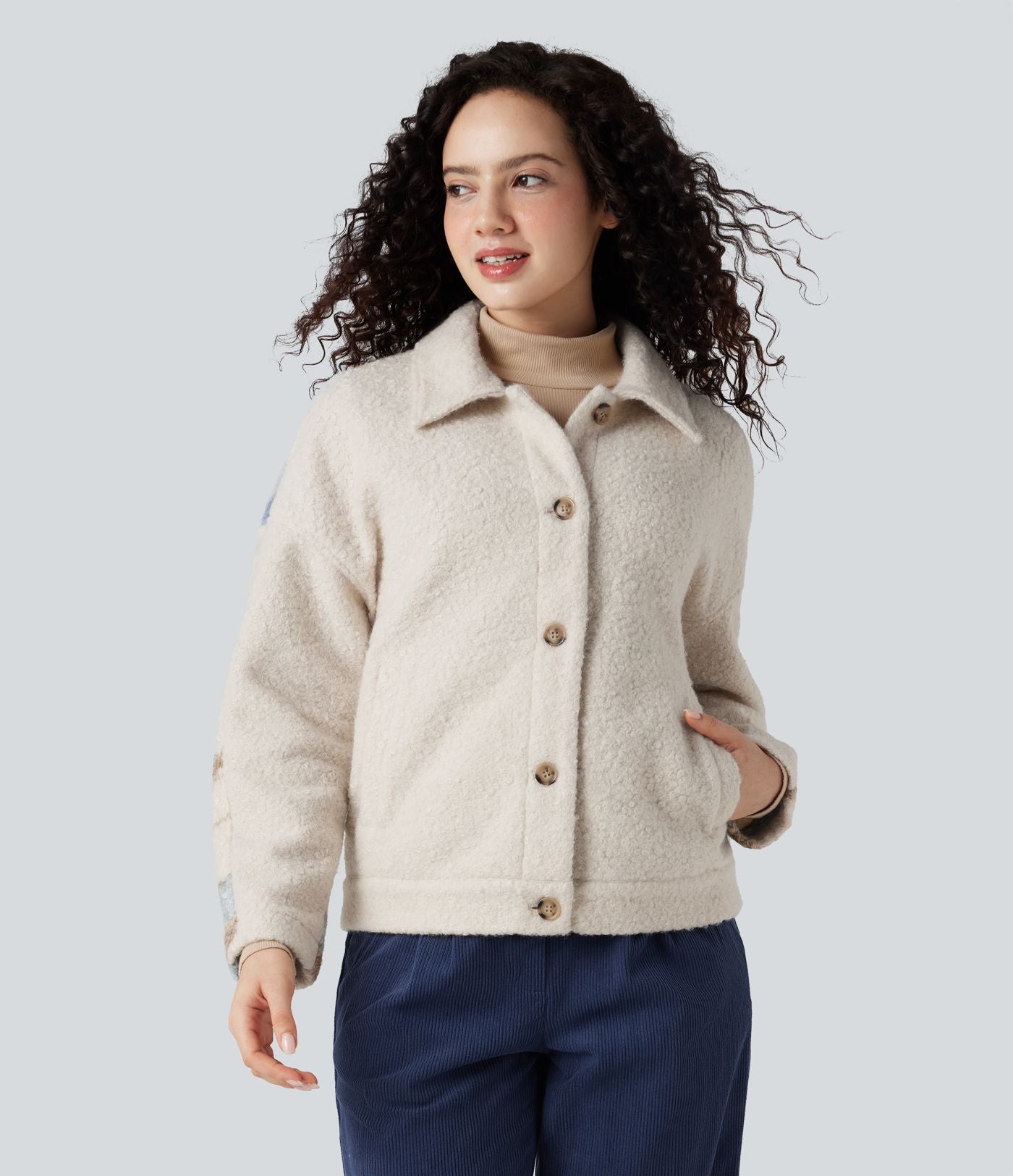 Veste sherpa col tailleur manches longues