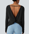 Sweat-shirt décontracté SpacerTek™ dos nu, manches longues avec trous pour les pouces, avec poches