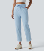 Pantalon de yoga fuselé SoftlyZero™ Airy taille haute effet frais InstantCool avec cordon de serrage, bords contrastants, ourlet arrondi et poches, protection solaire UPF50+