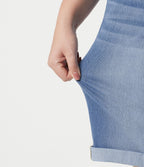 Short bermuda casual denim grande taille Halara Flex™ tricot extensible délavé taille haute multiples poches ourlet roulotté