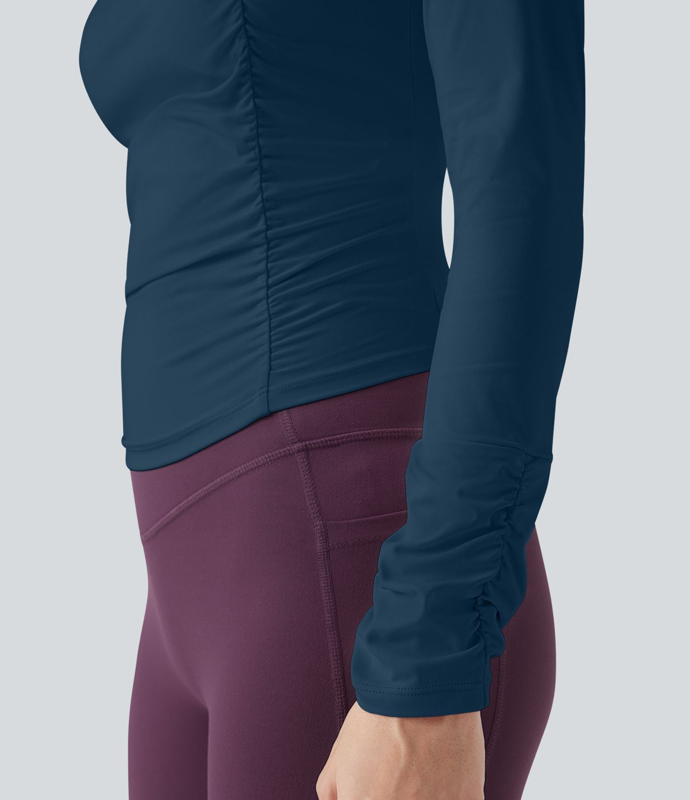 Haut de sport entraînement SoftlyZero™ Airy col carré manches longues froncé effet frais InstantCool