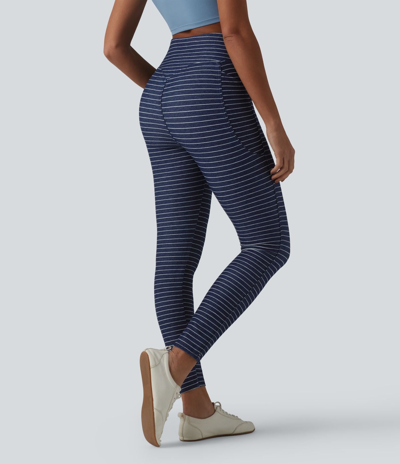 Jegging 7/8 rayé taille haute Halara Flex™ avec poches et effet ventre plat