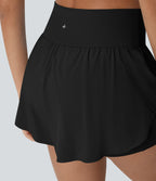 Softlyzero™ QuickDry Short de course à pied 2-en-1 taille haute à ourlet croisé avec pois réfléchissants et poches latérales