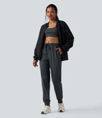 Jogging yoga taille moyenne avec cordon de serrage à rayures avec poches